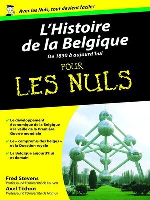 cover image of L'Histoire de la Belgique, tome 2 poche Pour les Nuls